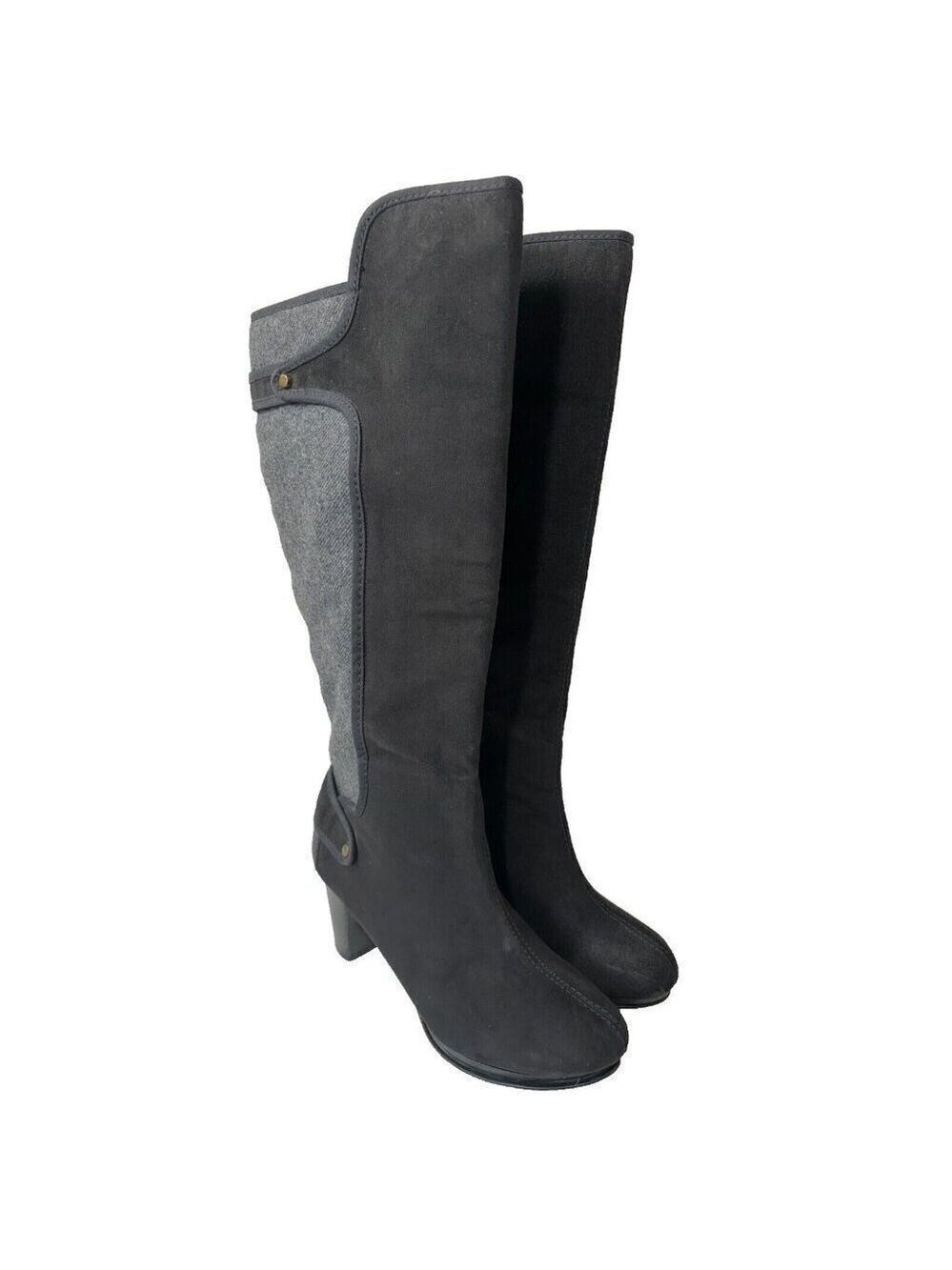 Bella Vita WALKER Gray Tweed and Black Knee High Boots Womens Size 7.5 wide
